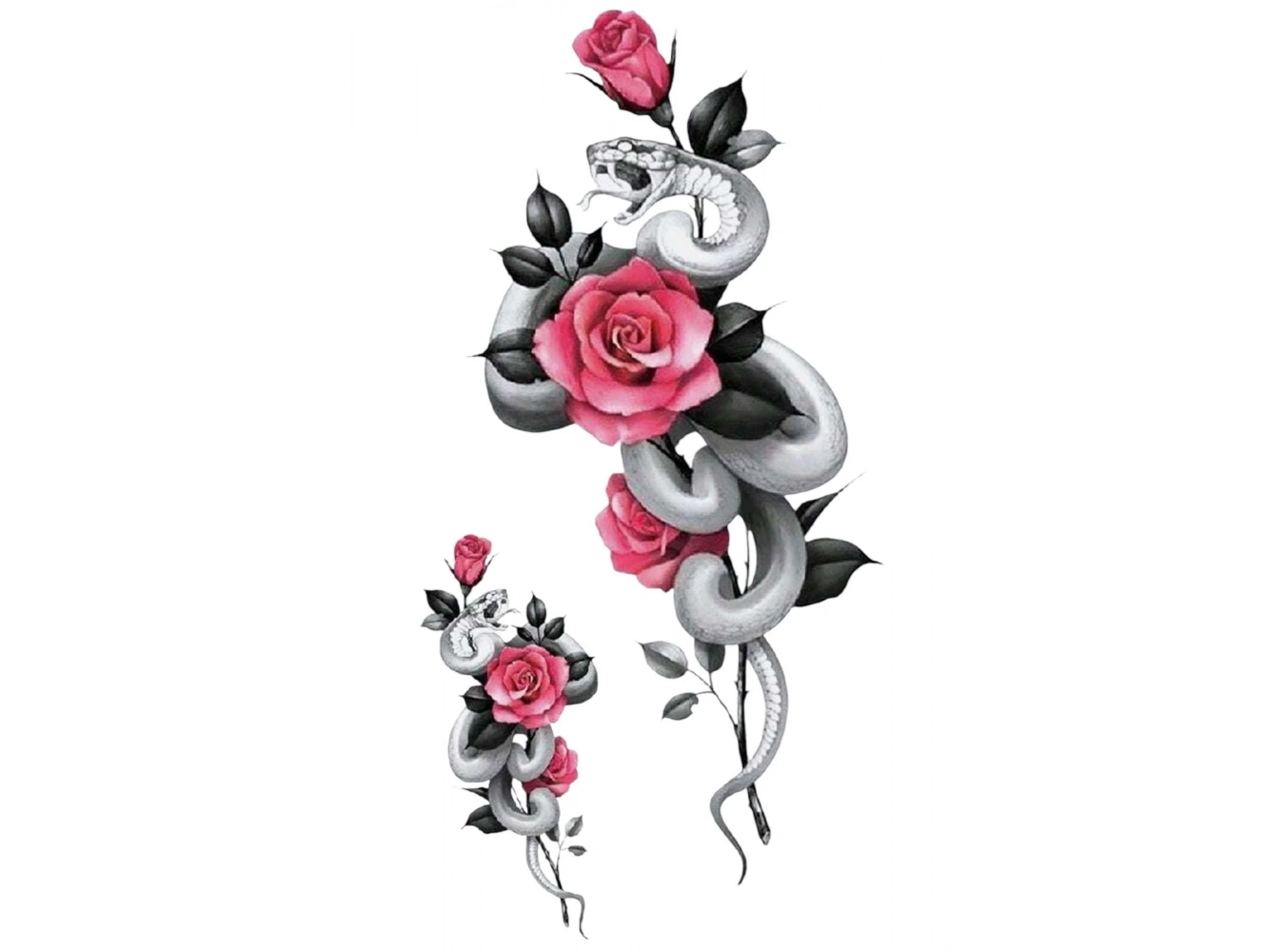 Geçici Yılan Ve Gül Figürlü Dövme Tattoo