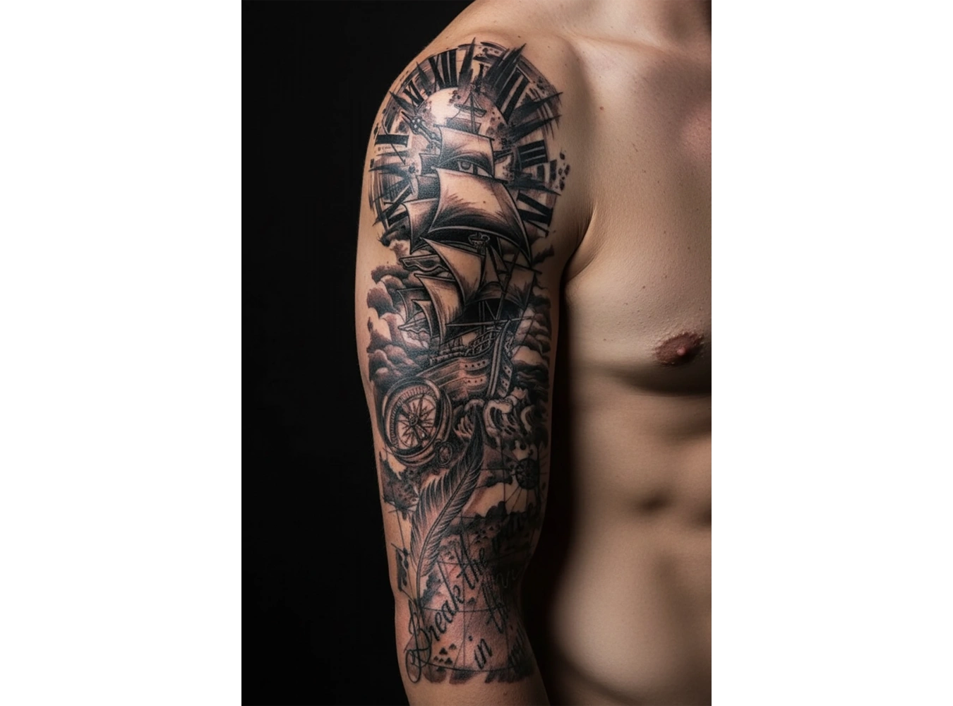 Gemi Figürlü 12 Saat Sonra Kararan Geçici Kol Dövme Tattoo