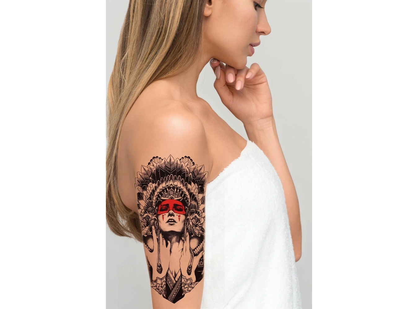 Gerçekçi Geçici Kızıldereli Kadın Dövme Tattoo