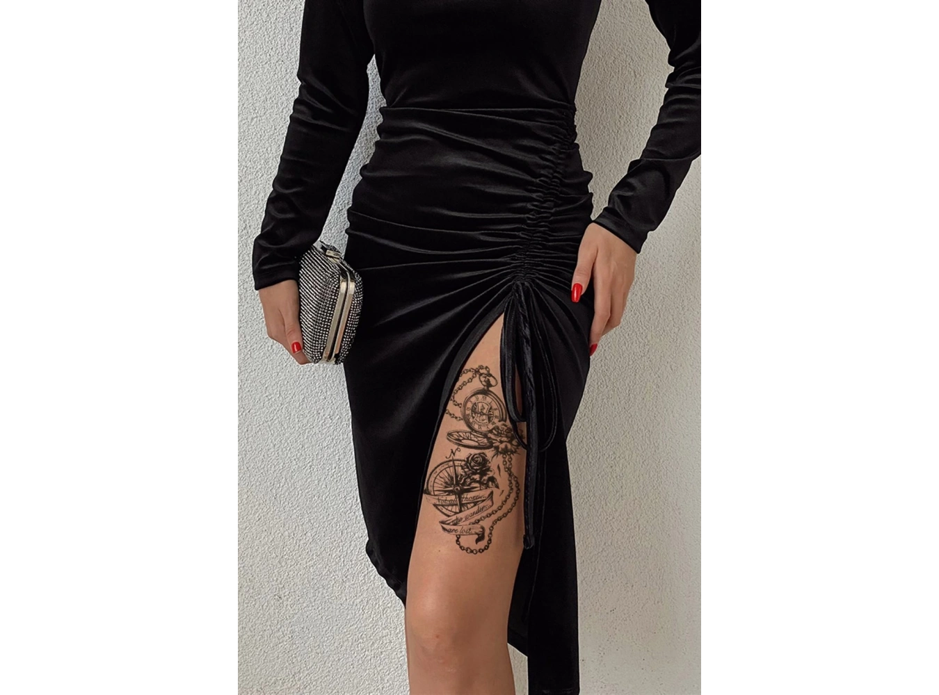 Gerçekçi Geçici Pusula ve Köstekli Saat Dövme Tattoo