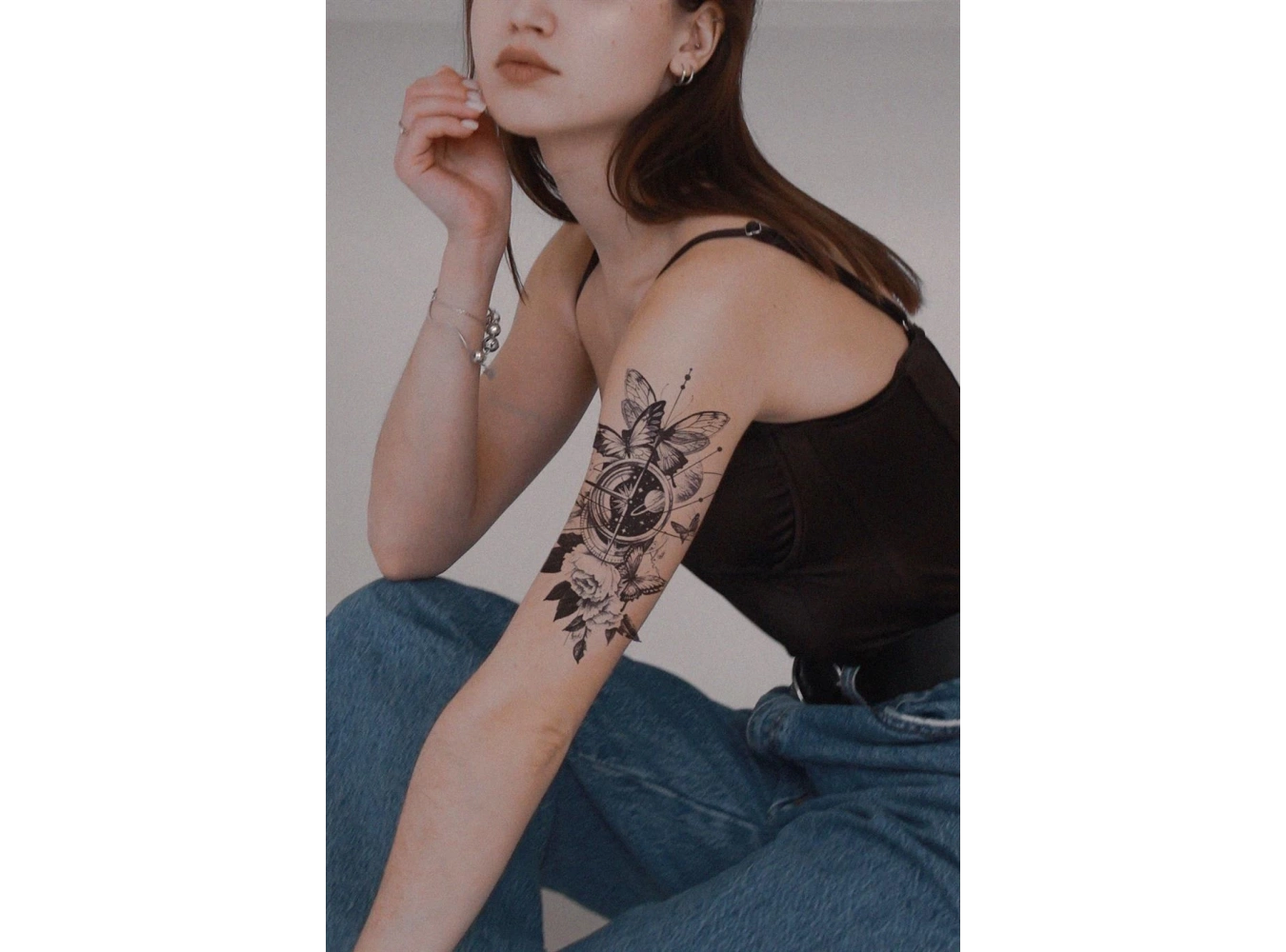 Gezegen Kelebek ve Çiçek Geçici Dövme Tattoo