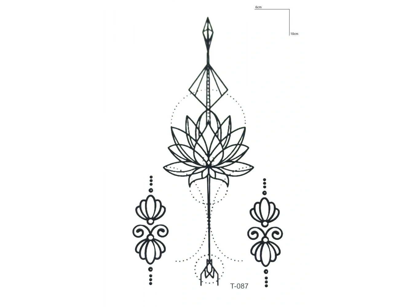 Göğüs Arası Lotus Geçici Dövme Tattoo