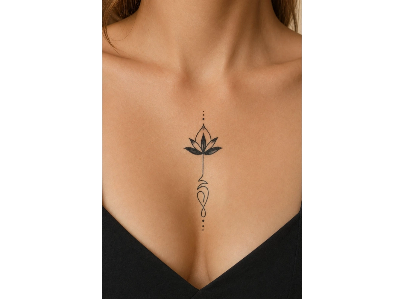 Göğüs Arası Lotus Geçici Dövme Tattoo