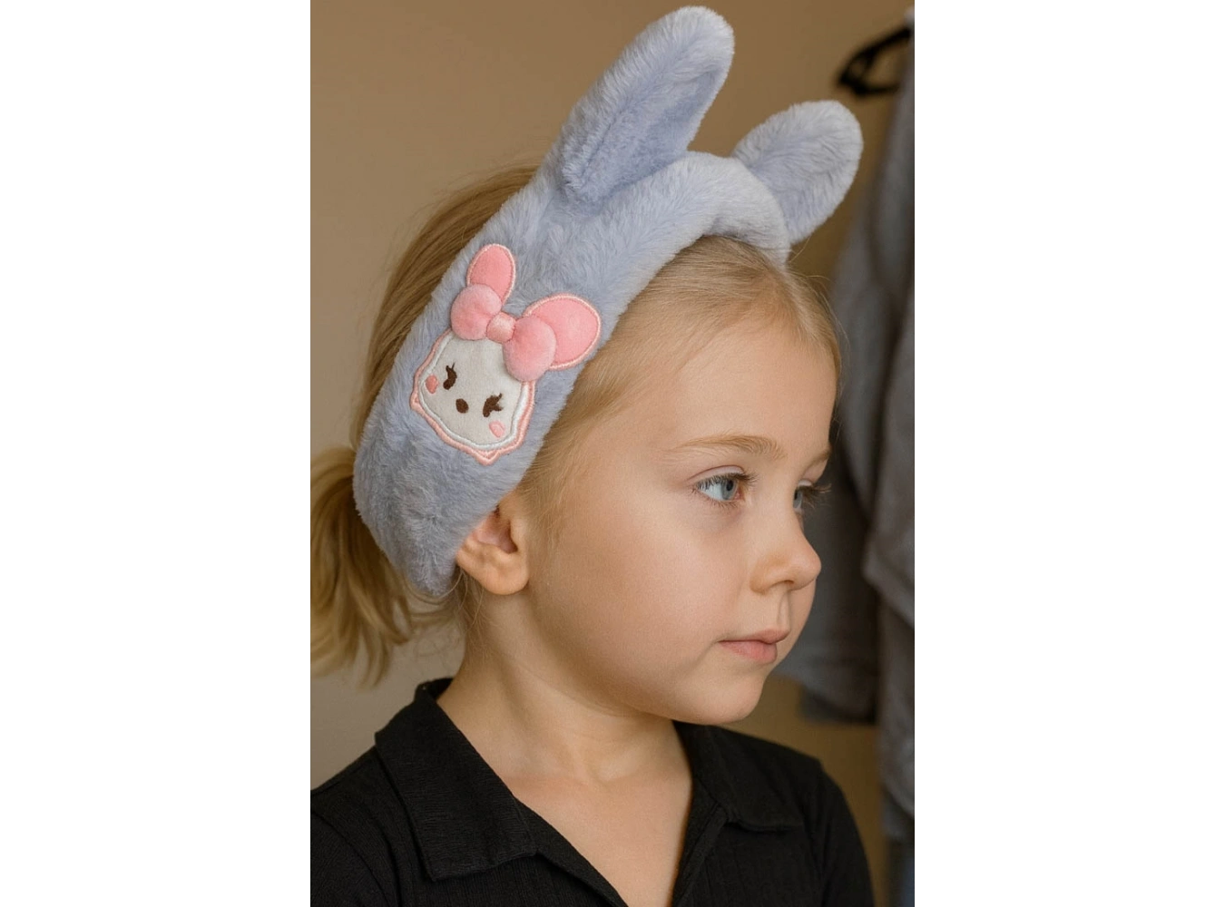 Gri Renk Ayıcık Figürlü Çocuk Peluş Kulaklık