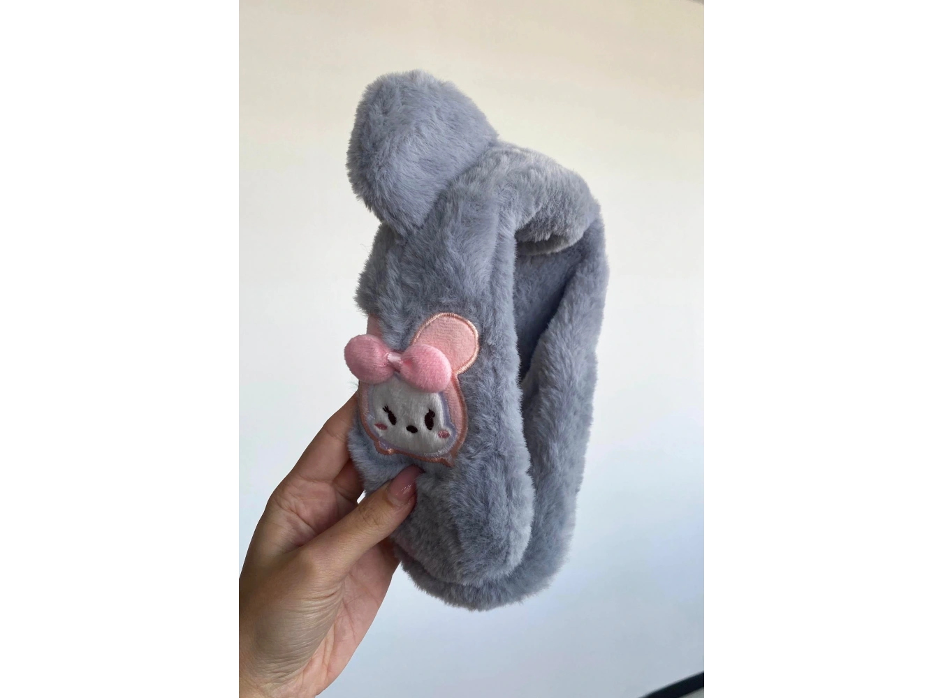 Gri Renk Ayıcık Figürlü Çocuk Peluş Kulaklık