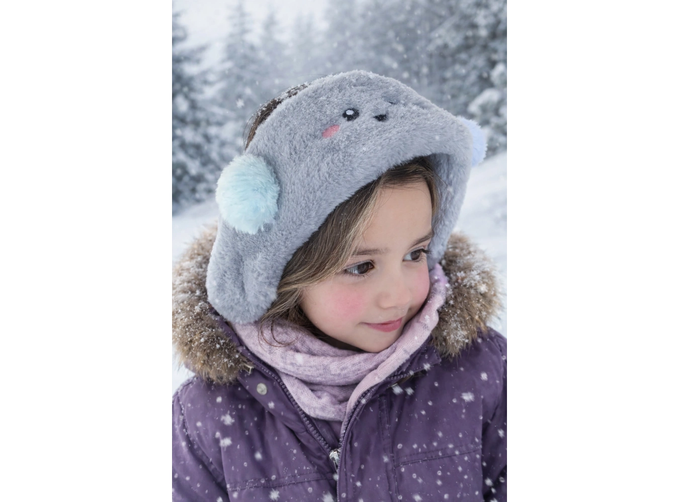 Gri Renk Ayıcık Figürlü Peluş Kulaklık