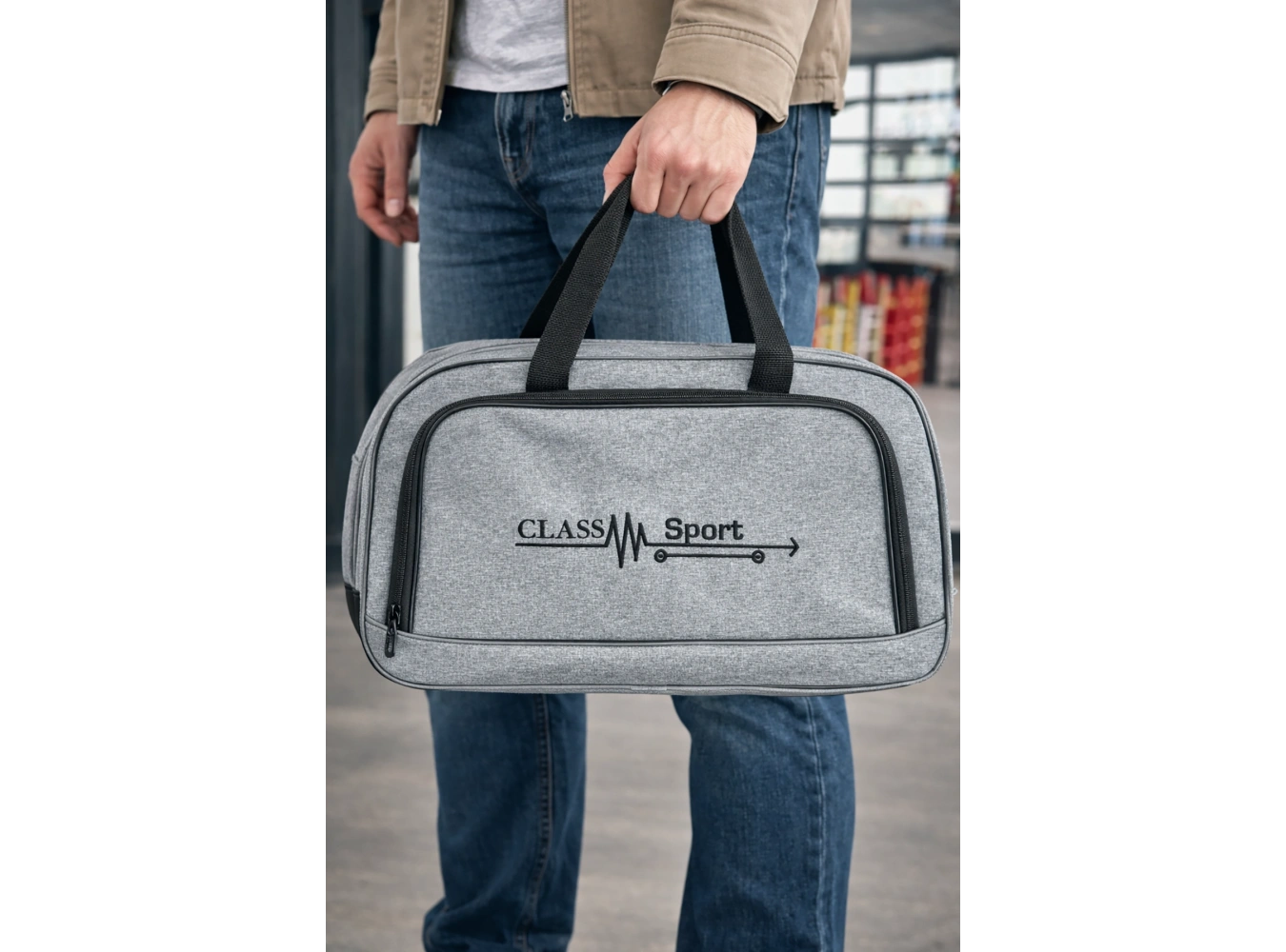 Gri Renk Büyük Boy El Çantası/ Seyahat Çantası