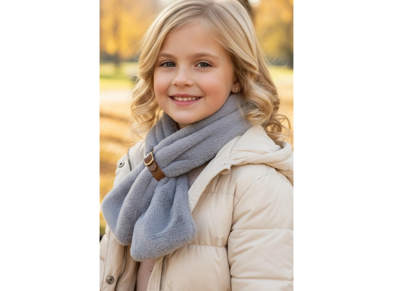 Gri Renk Çocuk Peluş Atkı