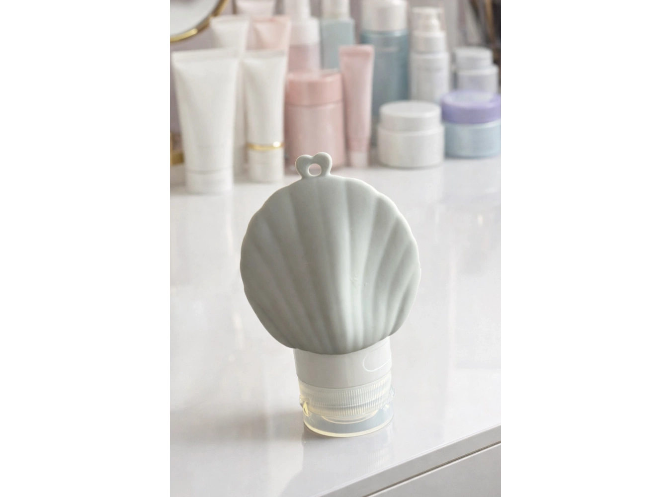 Gri Renk Deniz Kabuğu Figürlü Doldurulabilir Krem Kutusu