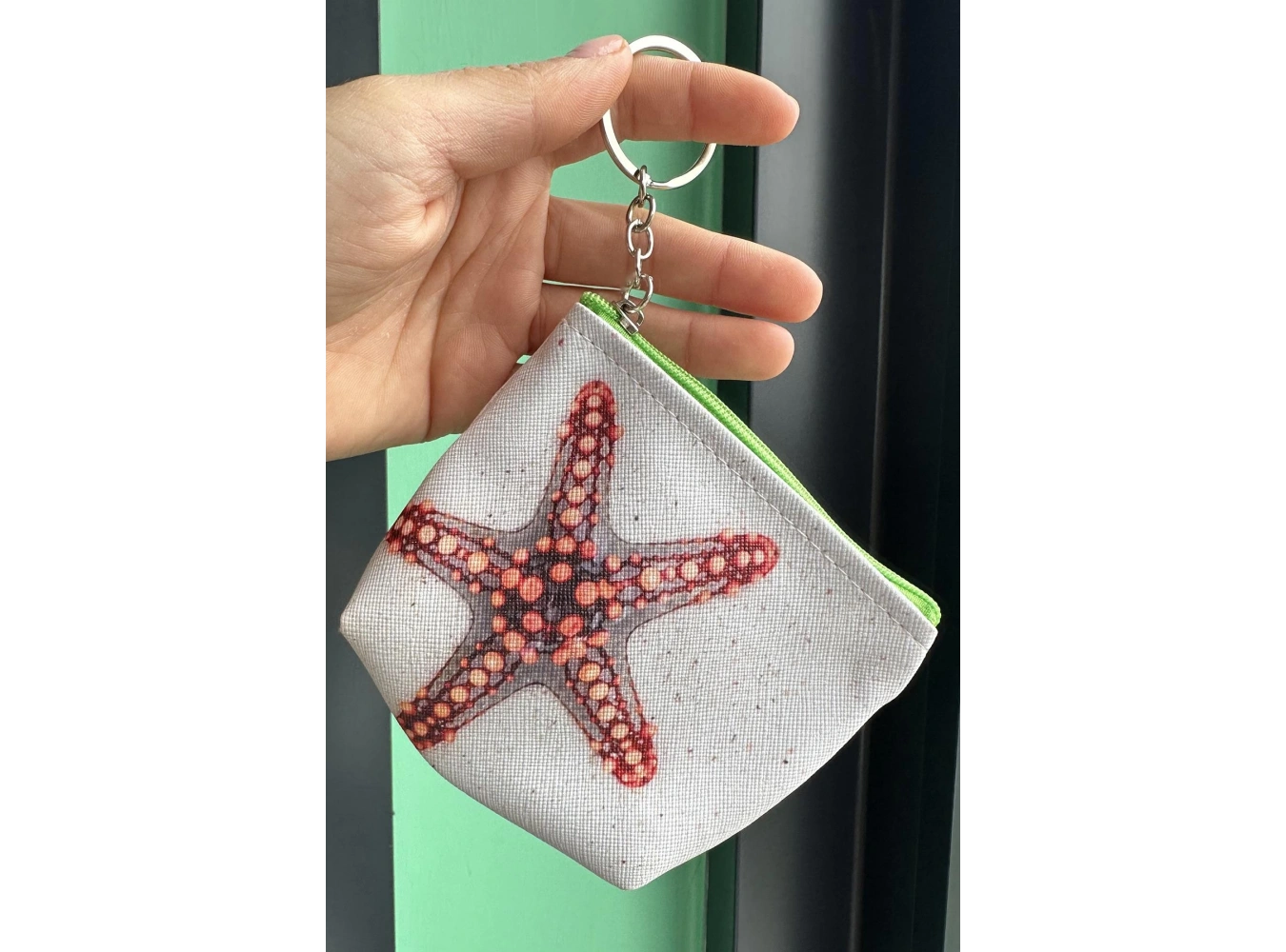 Gri Renk Deniz Yıldızı Figürlü Anahtarlık /Cüzdan