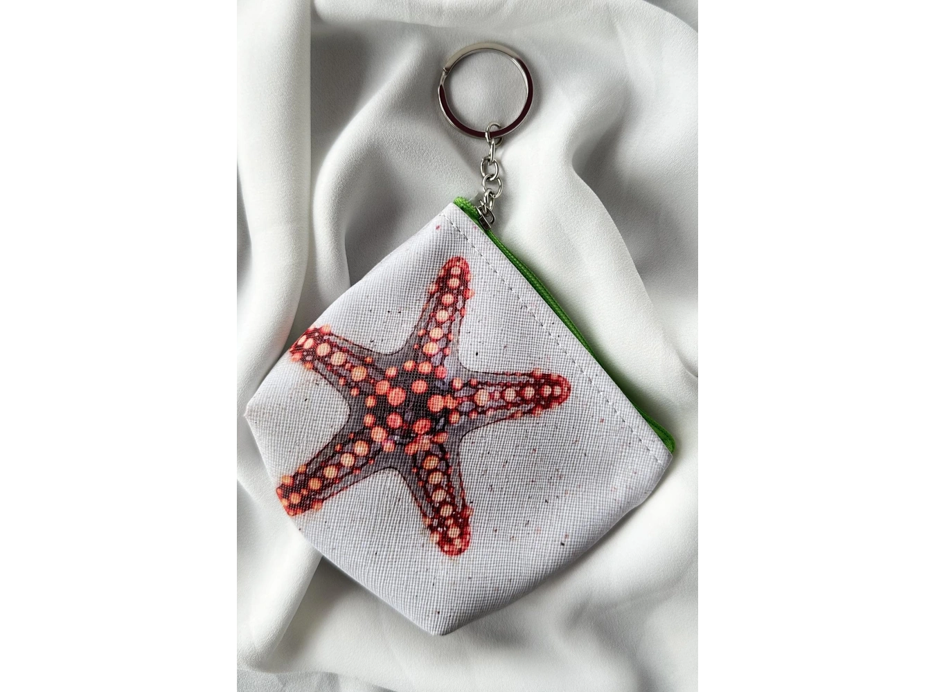 Gri Renk Deniz Yıldızı Figürlü Anahtarlık /Cüzdan