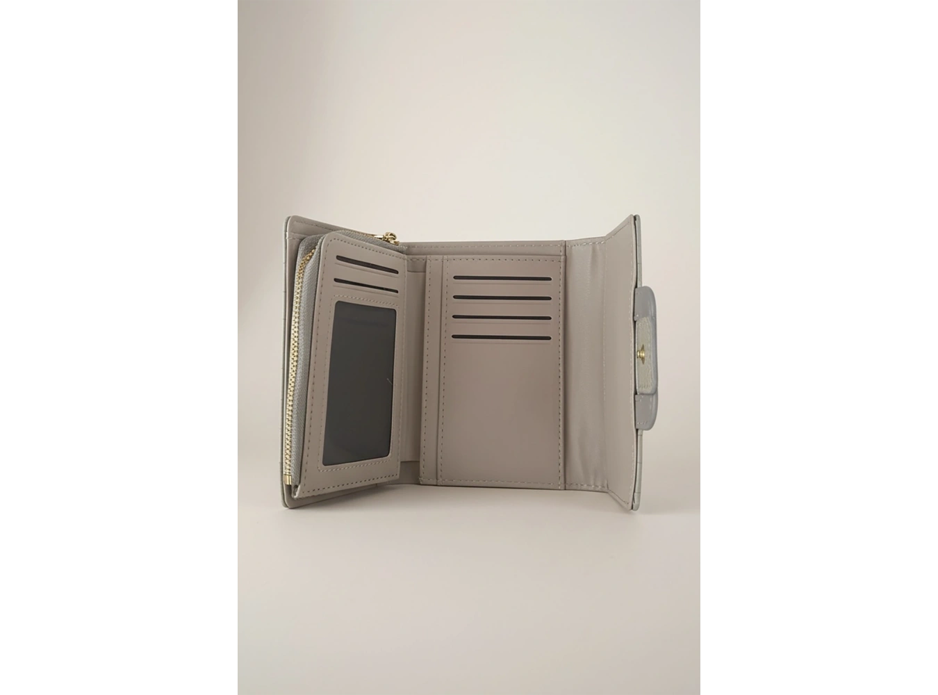 Gri Renk Deri Kadın Cüzdan/Kartlık