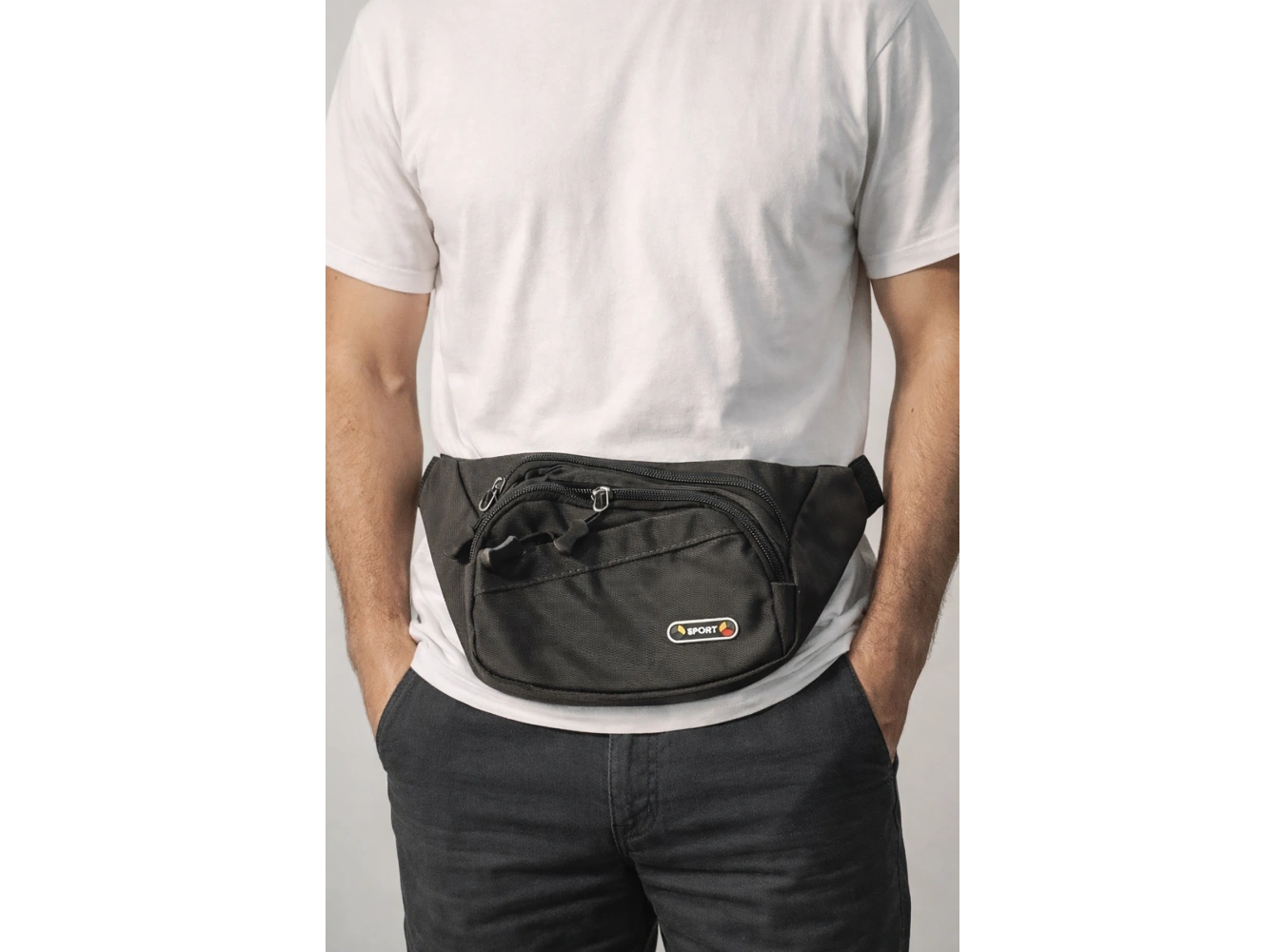 Gri Renk Erkek Bel Çantası