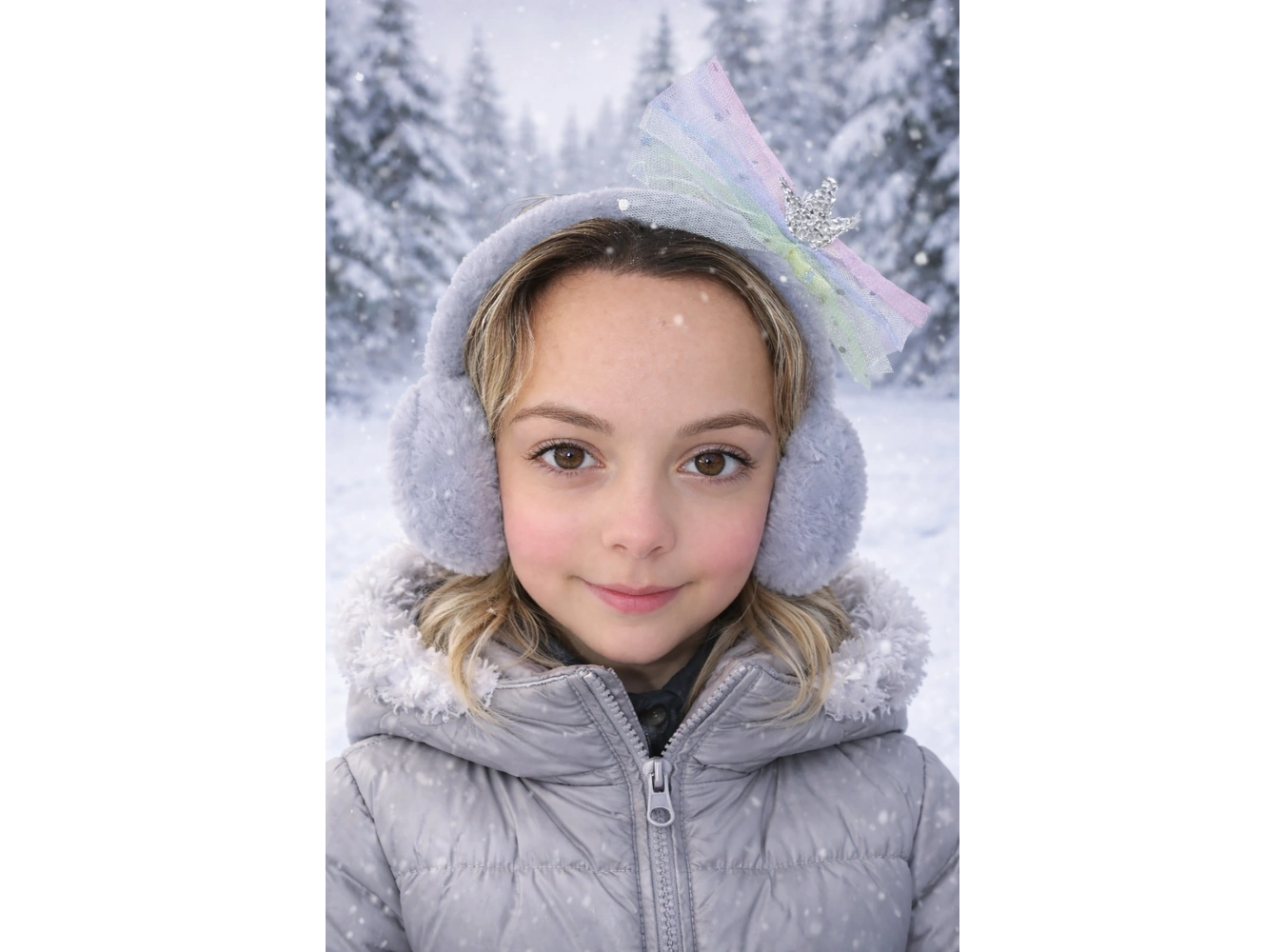 Gri Renk Kurdele Figürlü Peluş Kulaklık