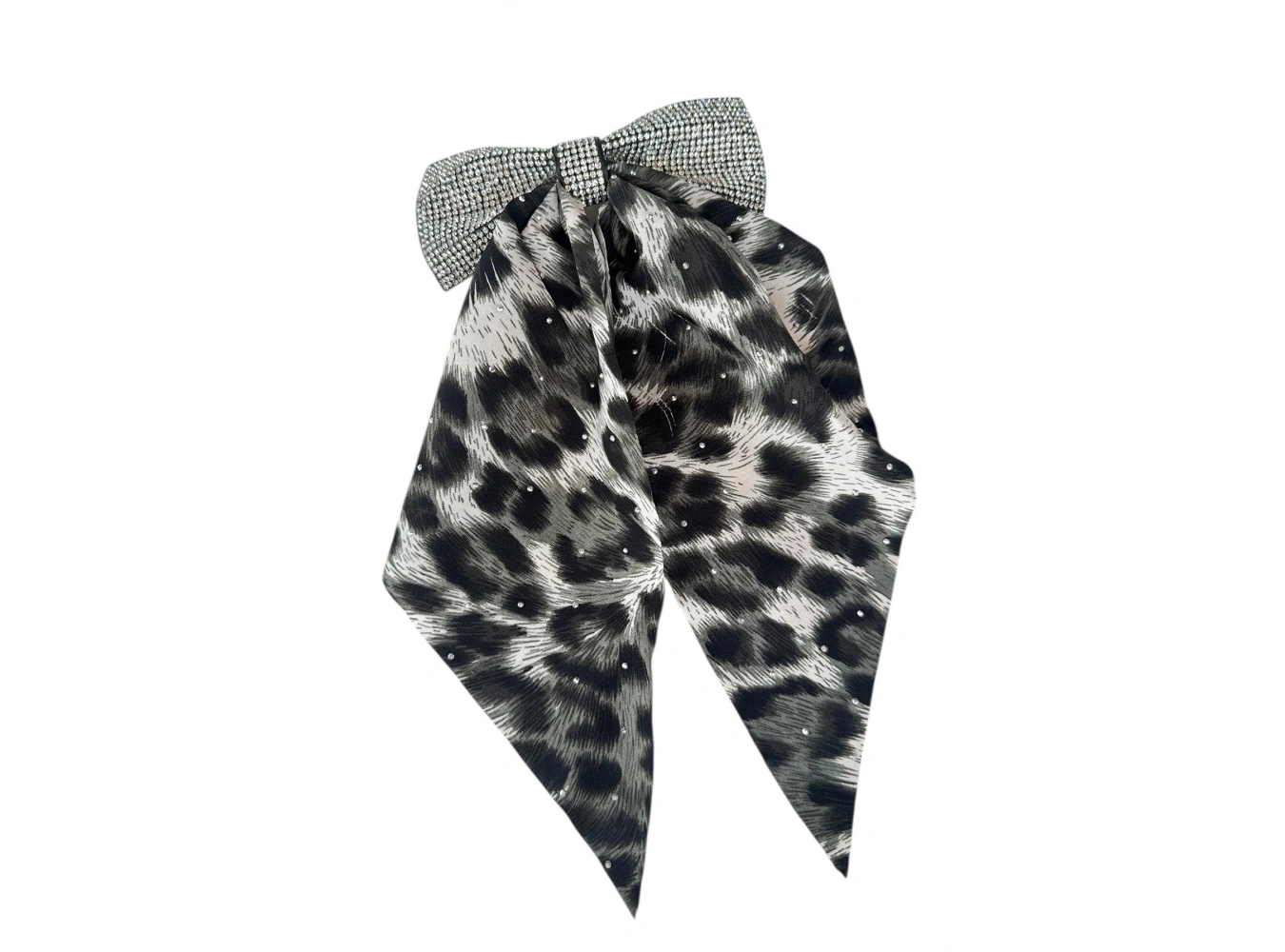 Gri Renk Leopar Desenli Taş Detaylı Otomat Toka