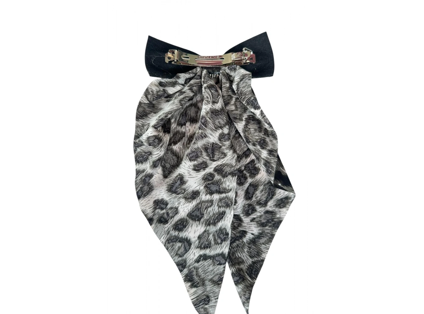 Gri Renk Leopar Desenli Taş Detaylı Otomat Toka