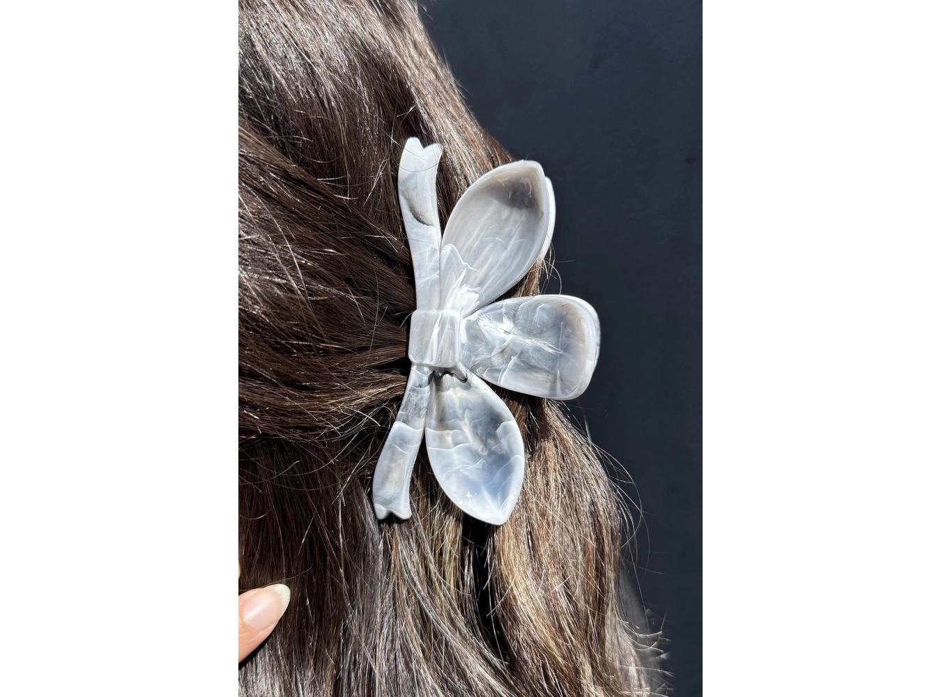 Gri Renk Mermer Desenli Kemik Mandal Toka