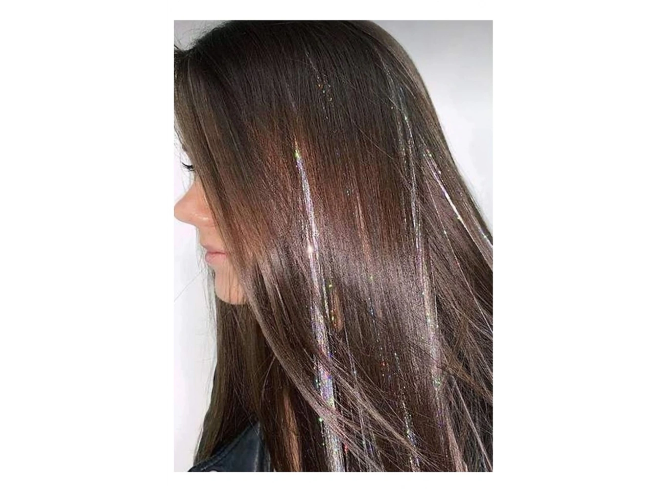 Gri Renk Simli Saç Aksesurı/ Saç Işıltısı Yan Postiş 50 Cm