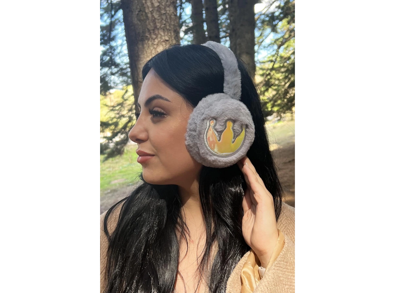 Gri Renk Taç Figürlü Peluş Kulaklık