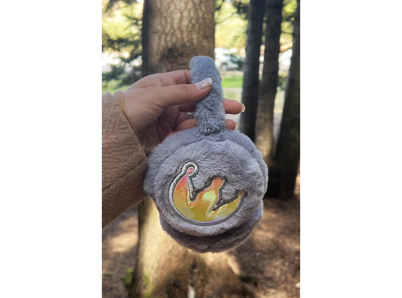 Gri Renk Taç Figürlü Peluş Kulaklık