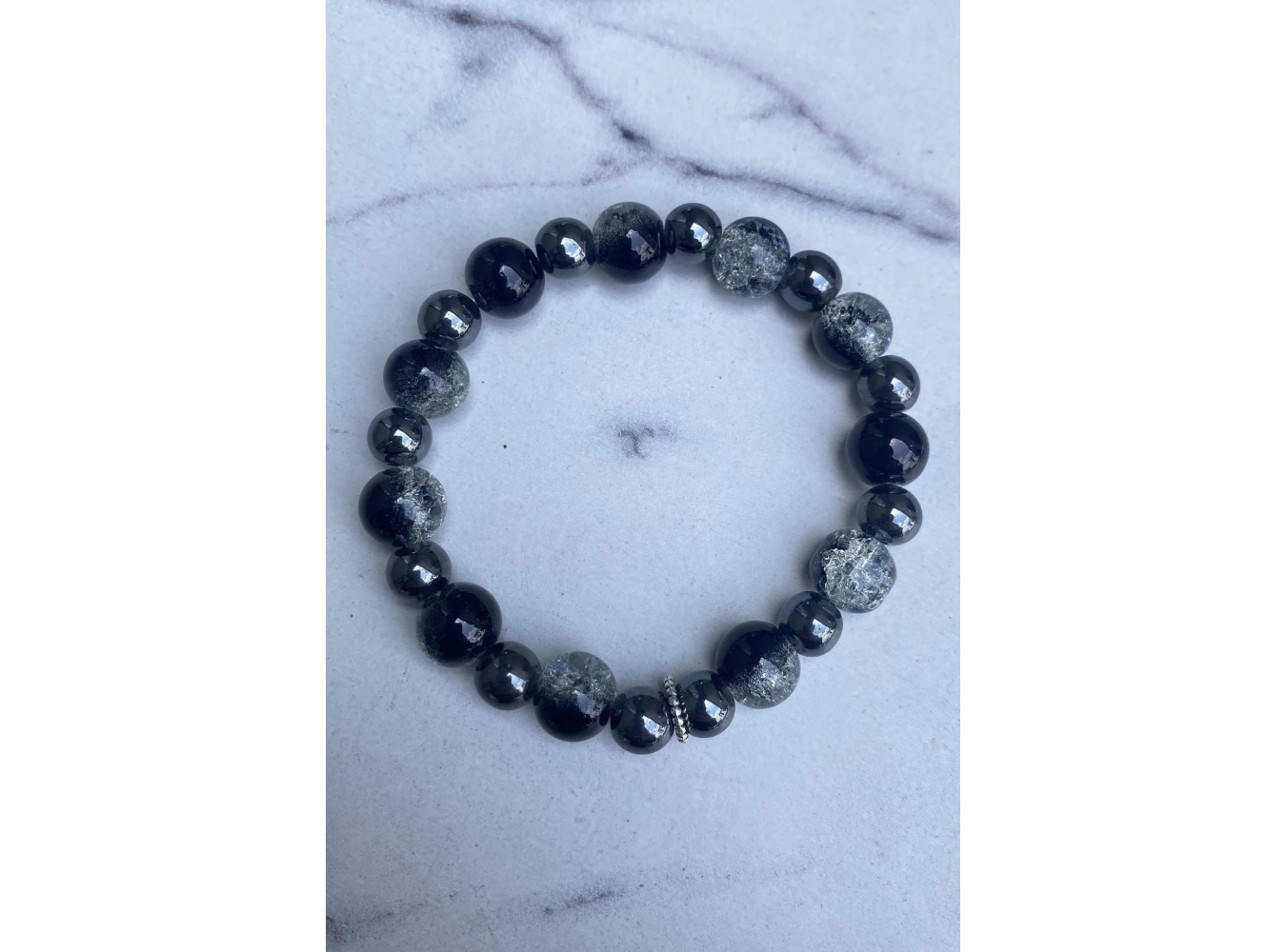 Gri Renk Taş Detaylı Erkek Bileklik