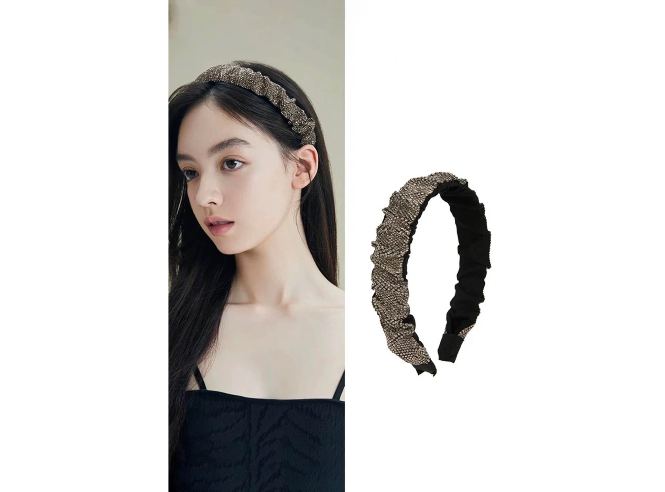 Gri Renk Taşlı Büzgü Detaylı Taç