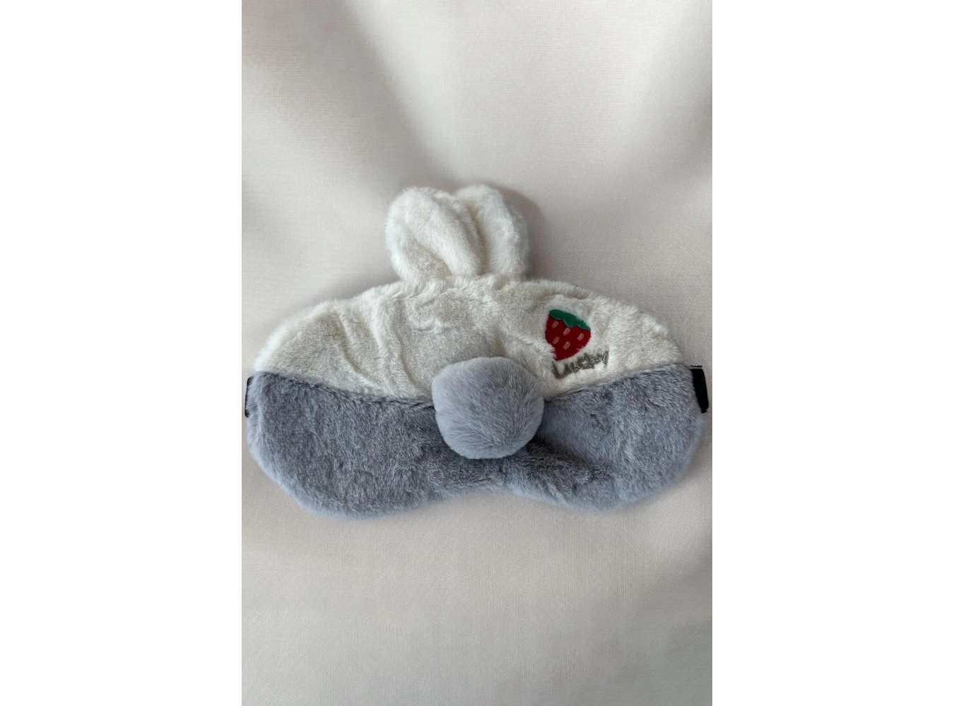 Gri Renk Tavşan Figürlü Peluş Uyku Bandı