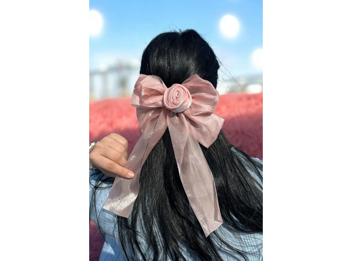 Gül Kurusu Renk Gül Figürlü Kurdele Pens Toka