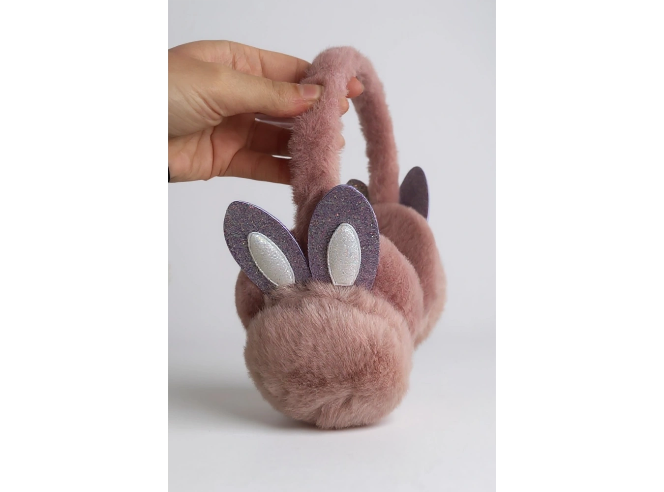 Gül Kurusu Renk Kulak Figürlü Peluş Kulaklık