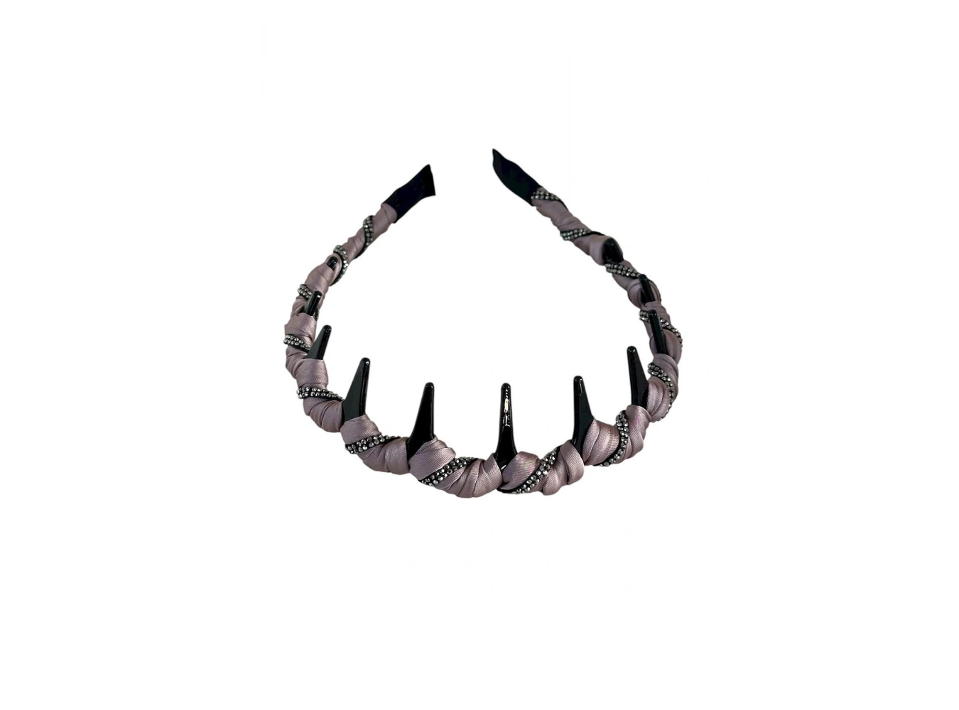 Gül Kurusu Renk Taş Detaylı Taraklı Taç