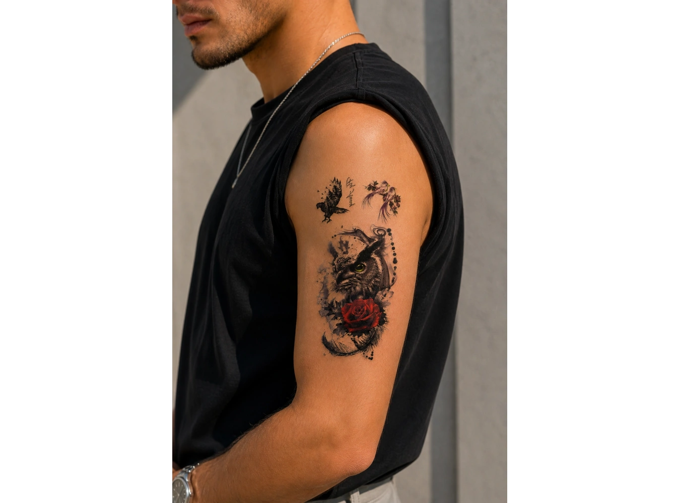 Gül Kuş Dövme Geçici Tattoo