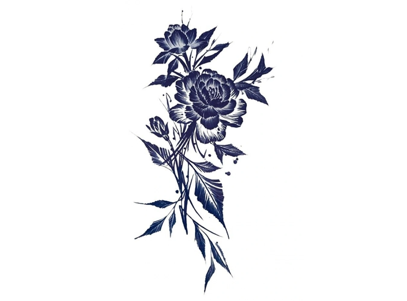 Gül Sonradan Kararan Yarı Kalıcı Geçici Dövme Tattoo