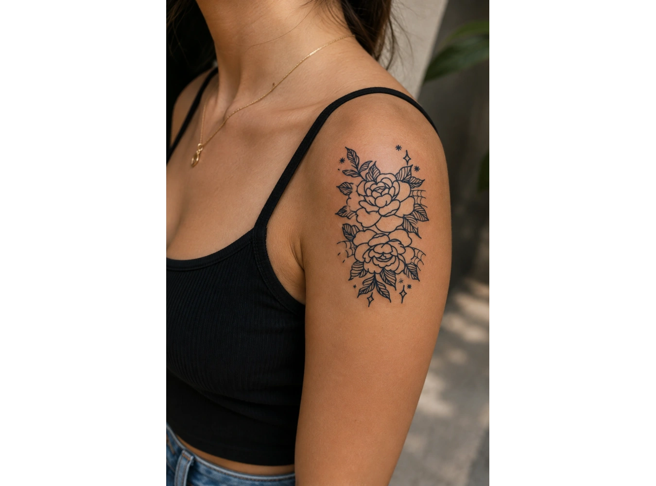 Gül Sonradan Kararan Yarı Kalıcı Geçici Dövme Tattoo