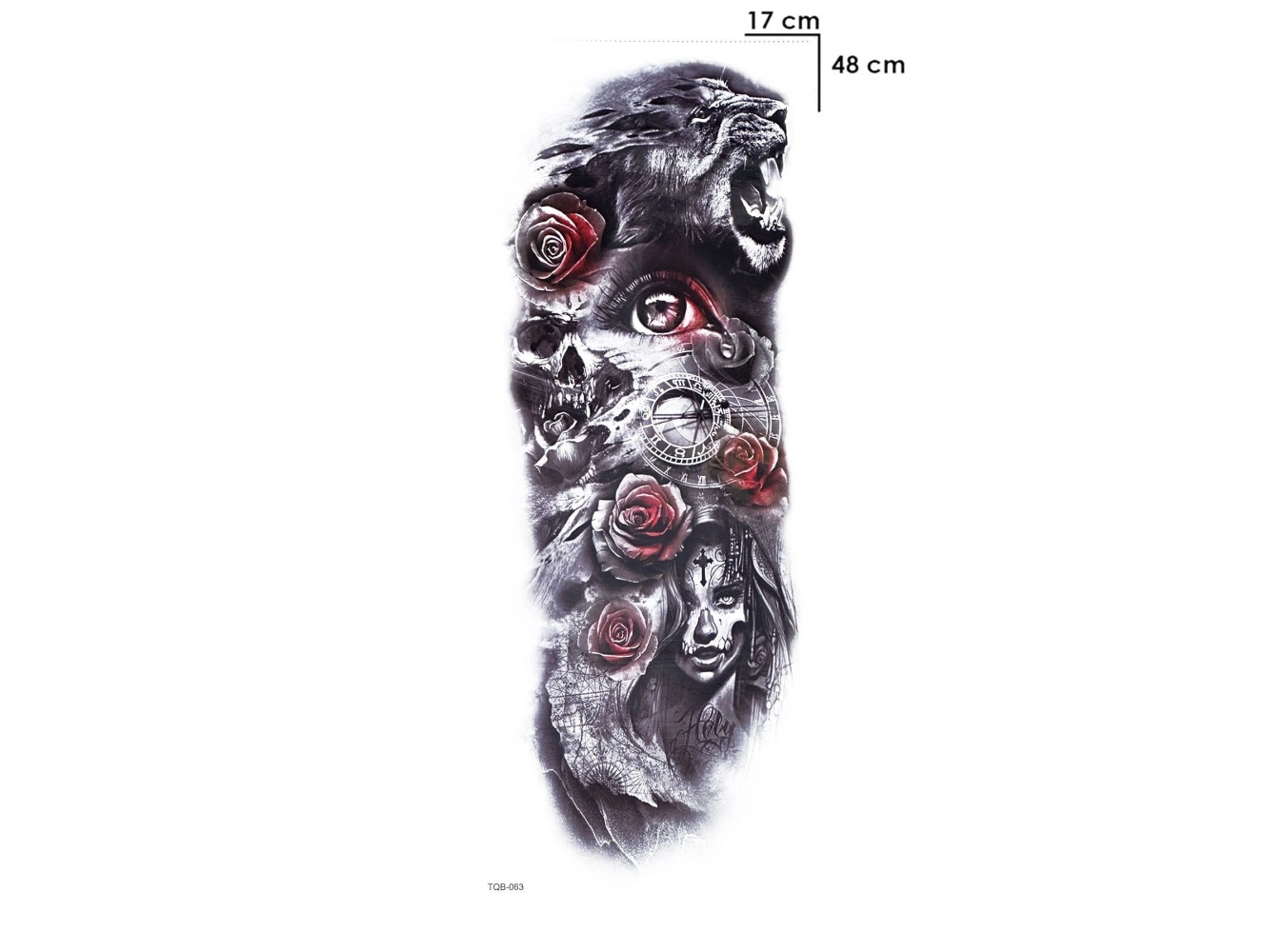 Gül Ve Aslan Kol Geçici Dövme Tattoo