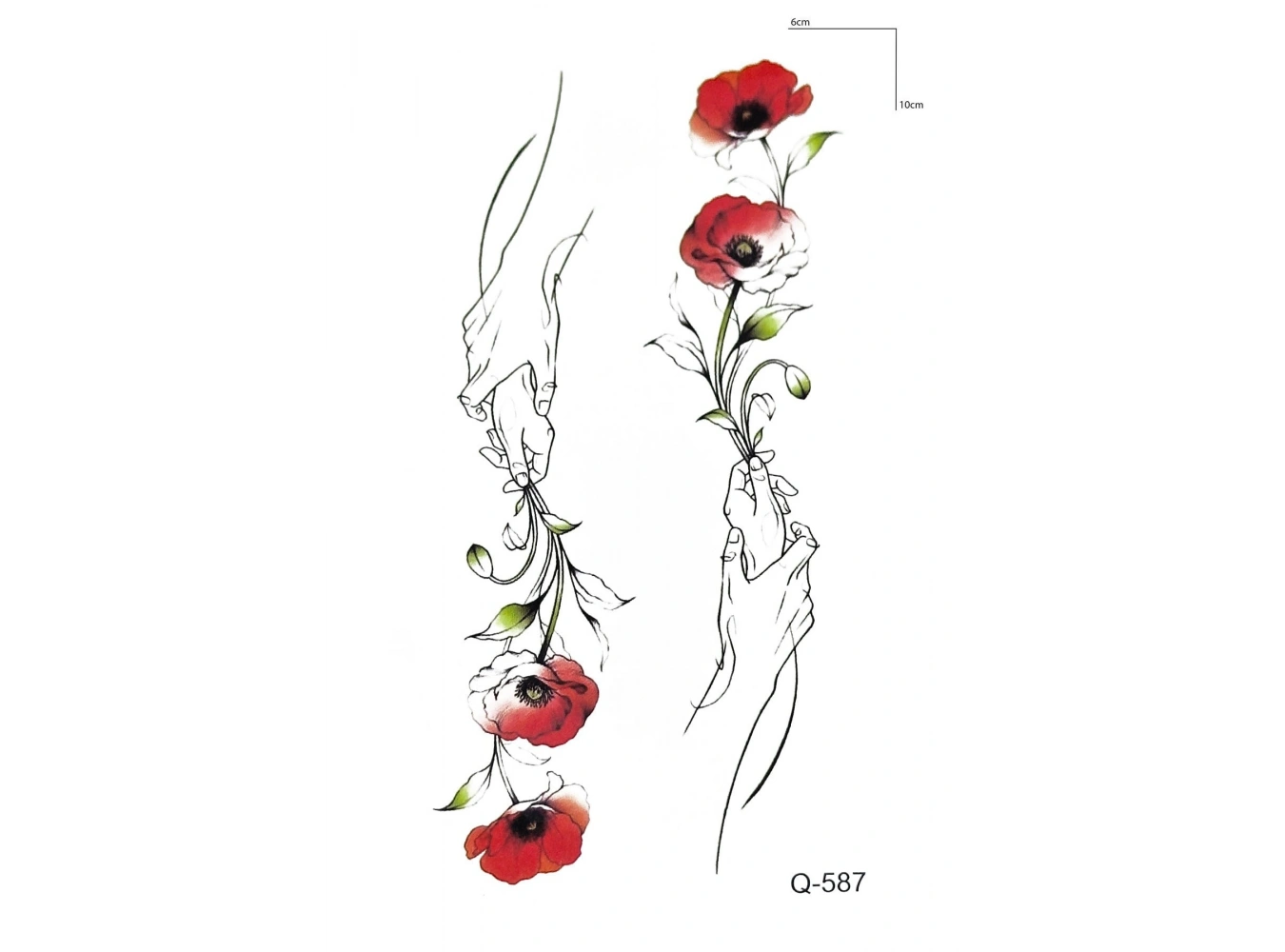 Gül ve El Geçici Dövme Tattoo