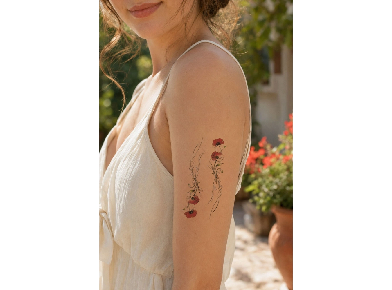 Gül ve El Geçici Dövme Tattoo