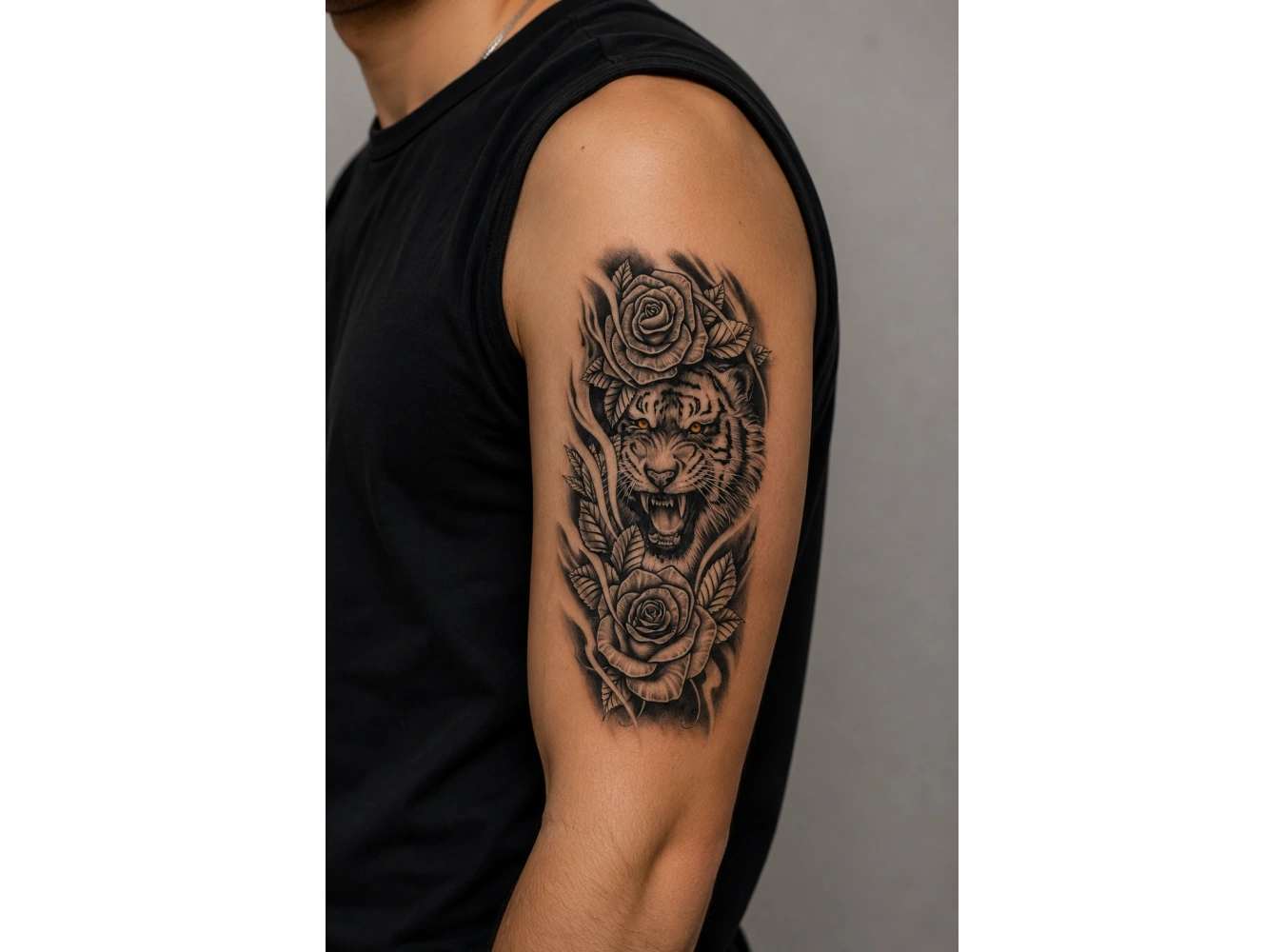 Gül Ve Kaplan Geçici Dövme Tattoo