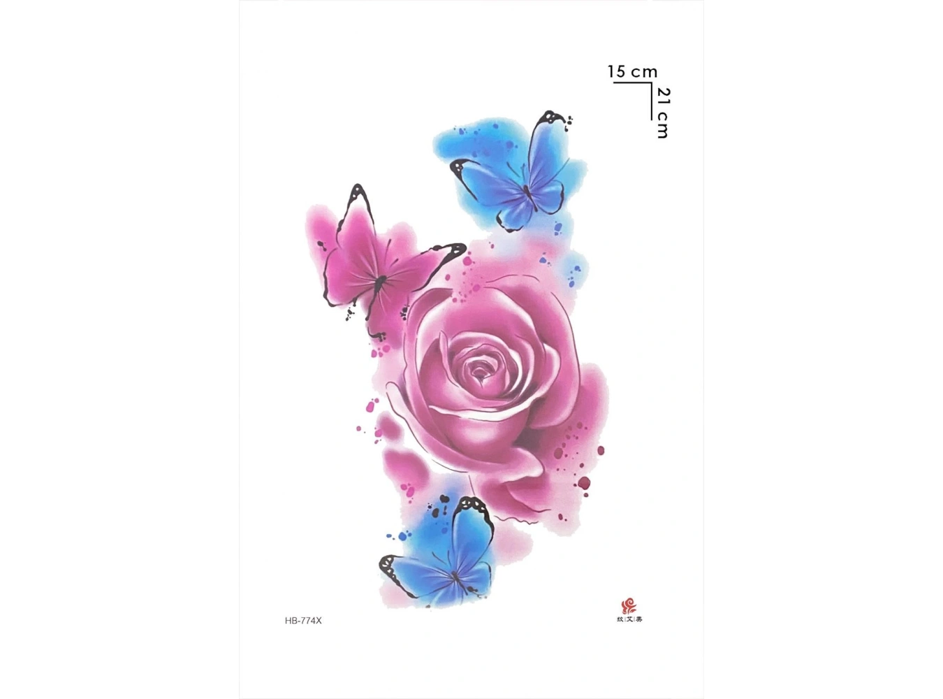 Gül ve Kelebek Geçici Dövme Tattoo