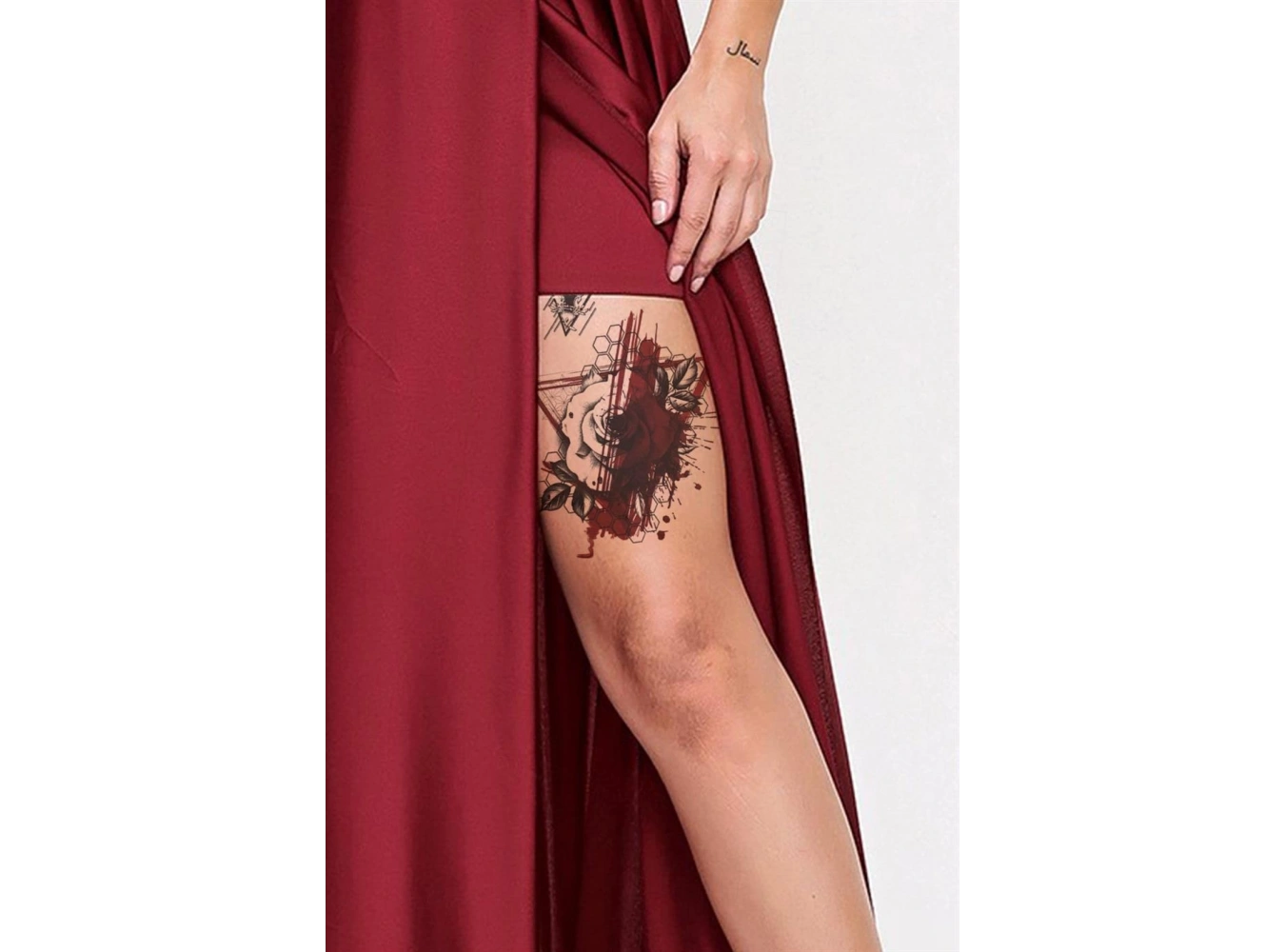 Gül ve Üçgen Geçici Dövme Tattoo