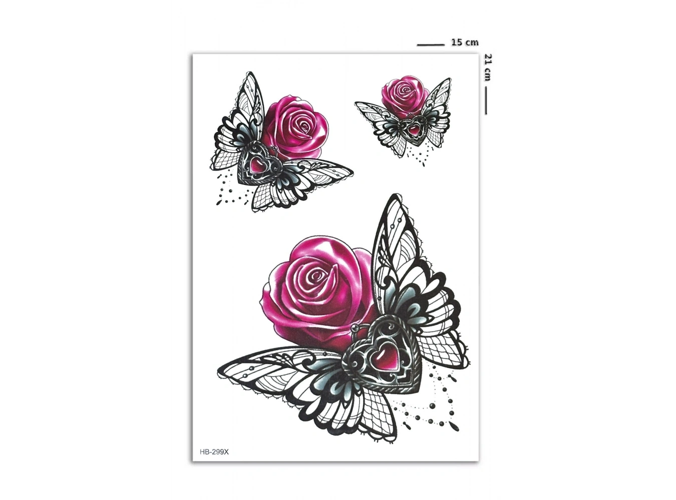 Güllü Kelebek Geçici Dövme Tattoo