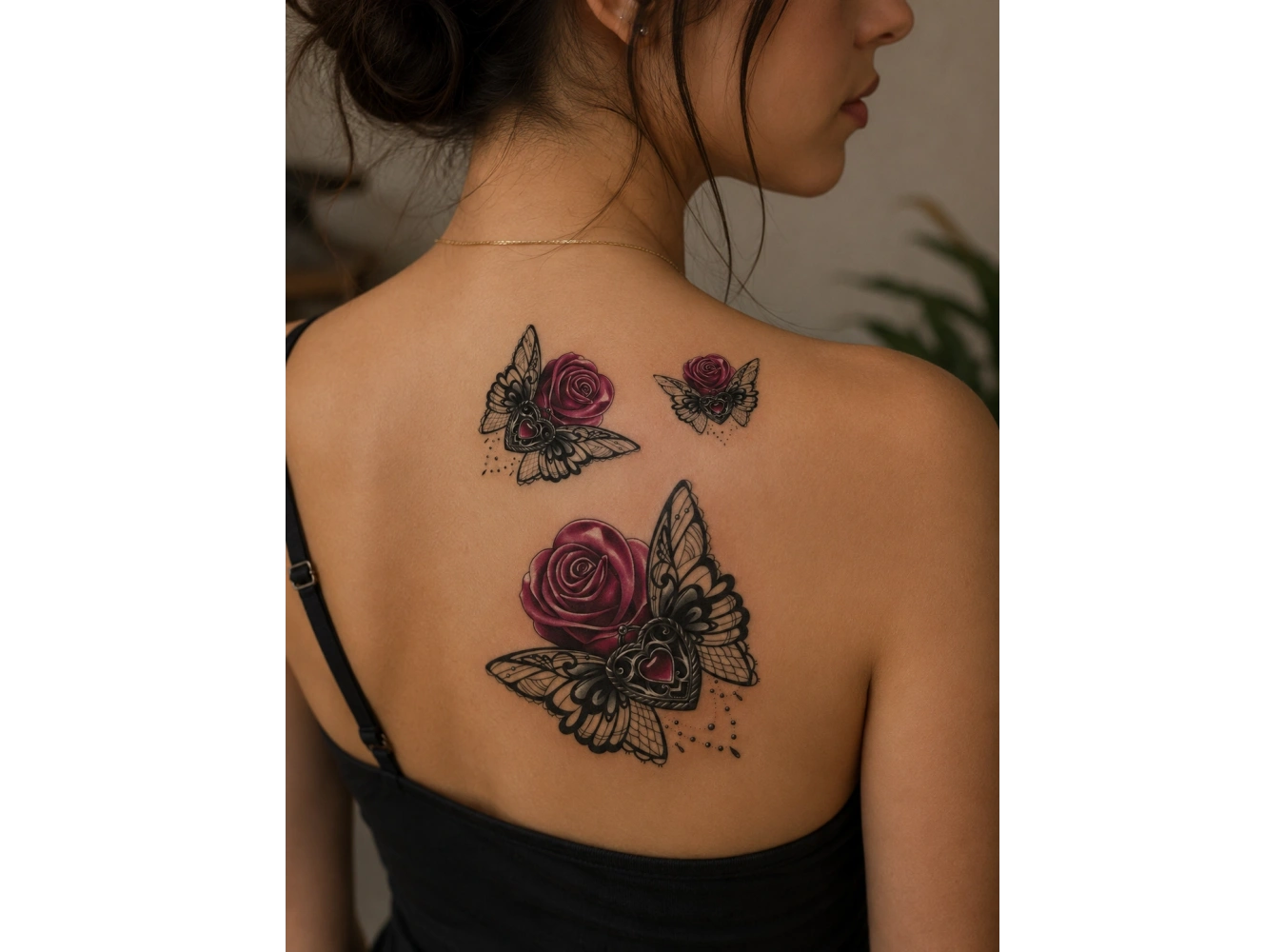 Güllü Kelebek Geçici Dövme Tattoo