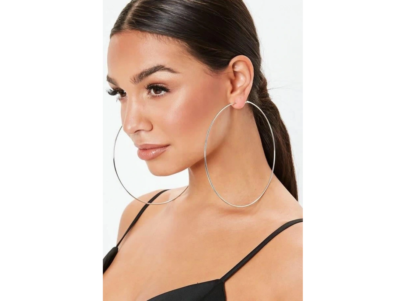 Gümüş Renk 100MM Çelik Halka Küpe (Çift)