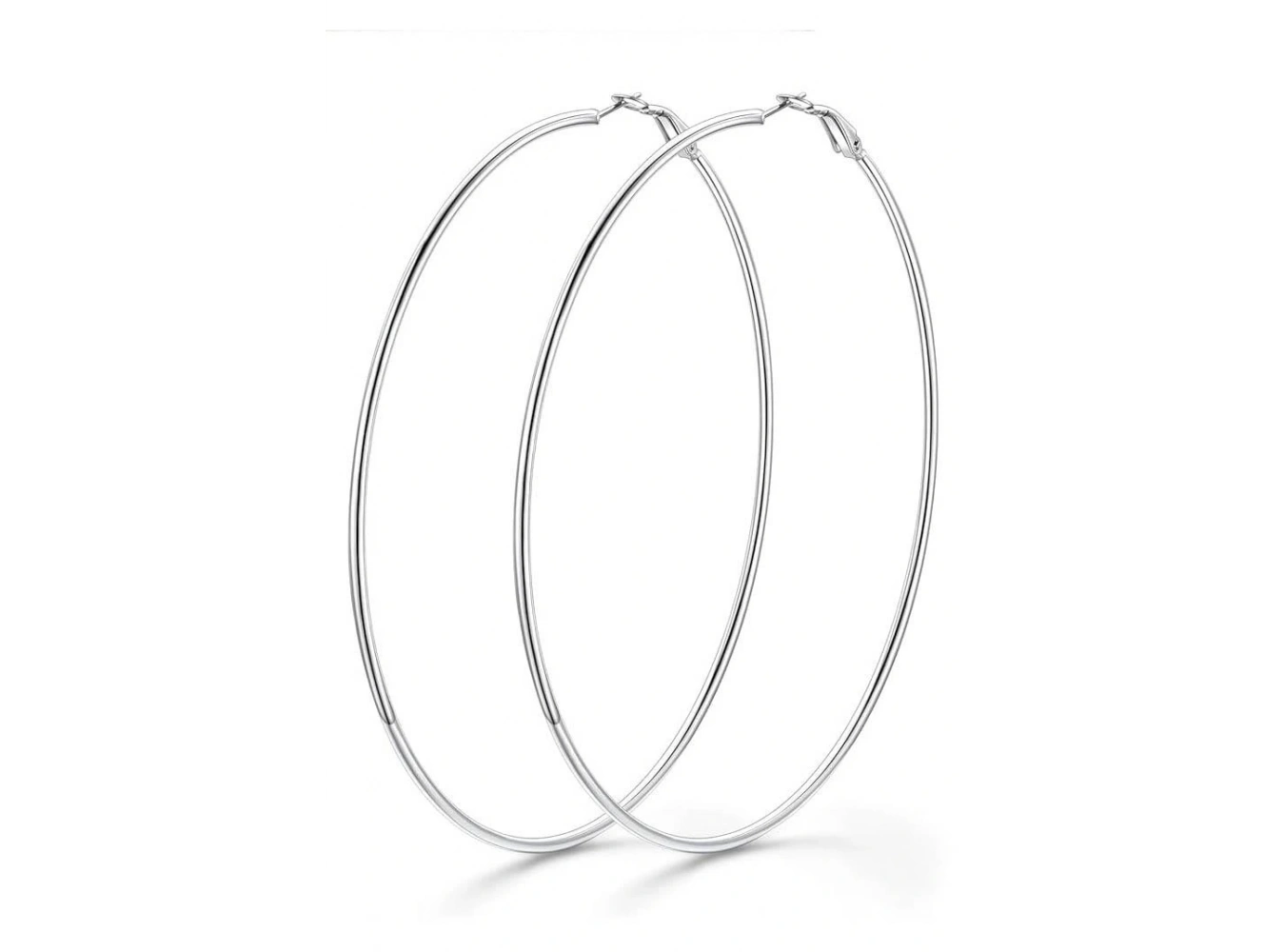 Gümüş Renk 100MM Çelik Halka Küpe (Çift)