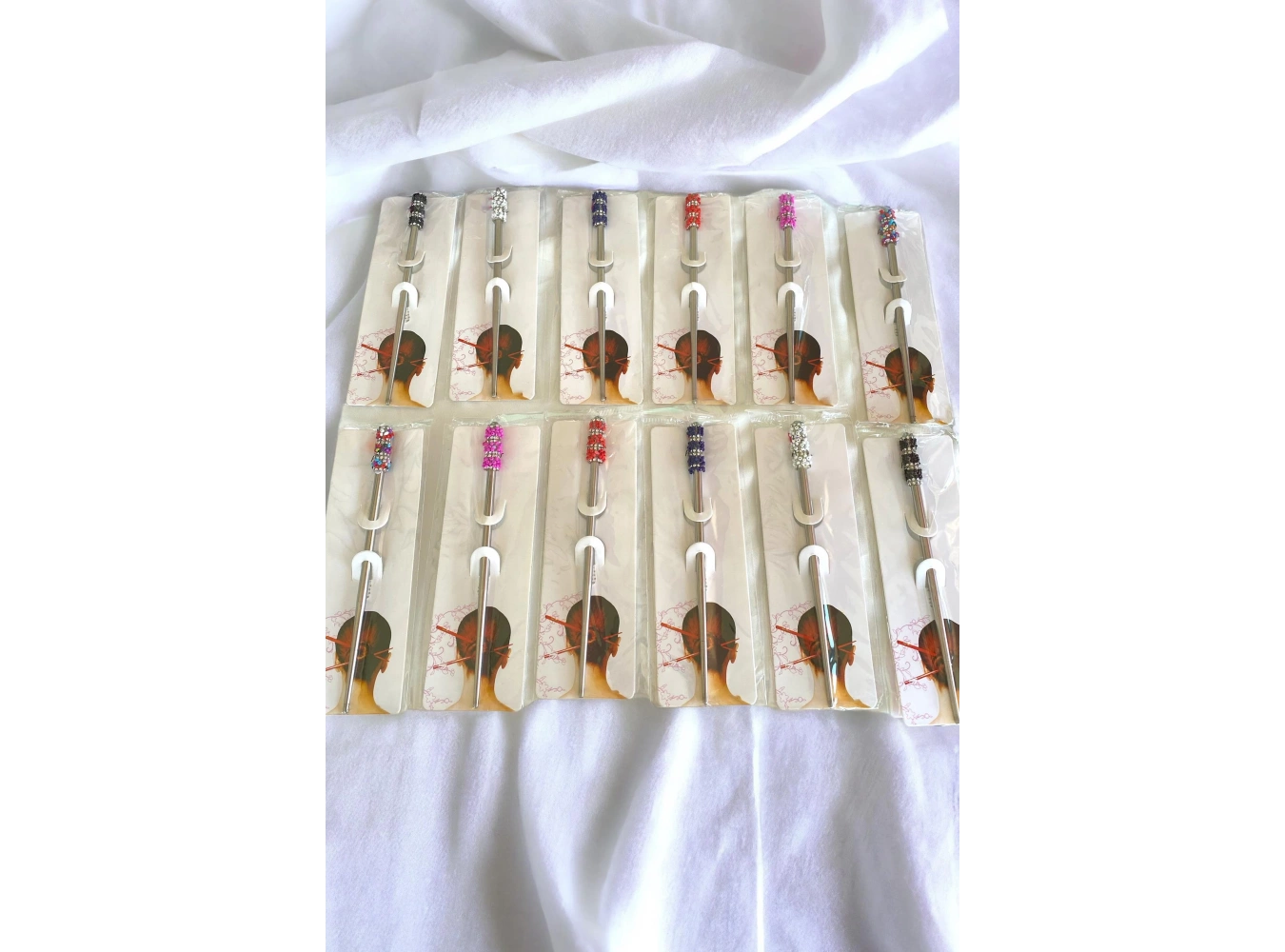 Gümüş Renk 12li Taş Detaylı Topuz Kalemi