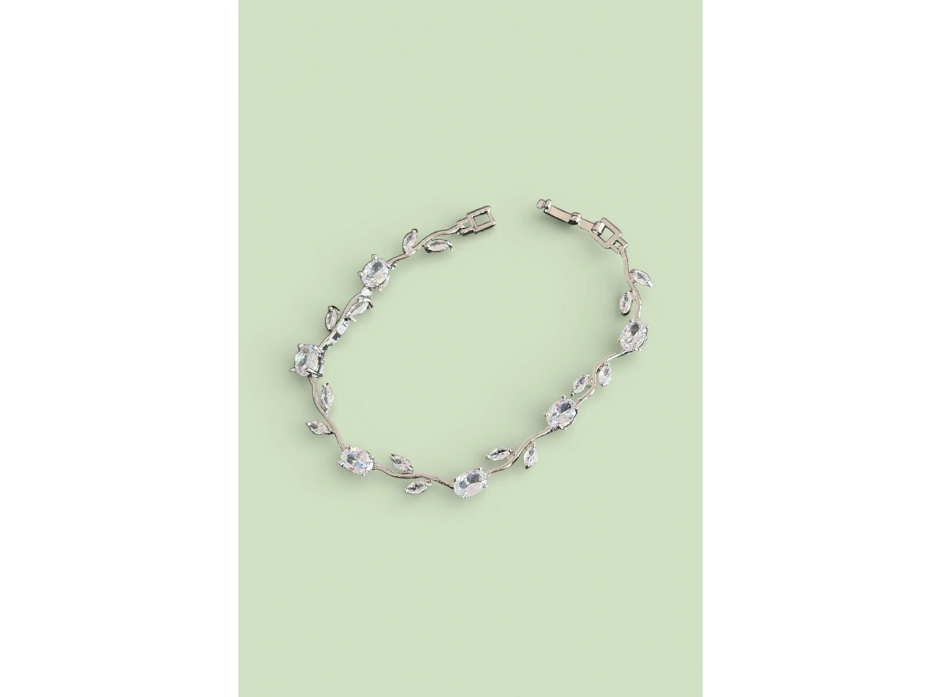 Gümüş Renk 14K Altın Kaplama Taşlı Bileklik