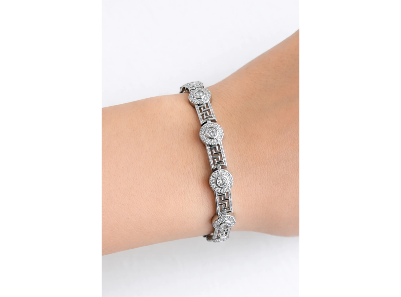 Gümüş Renk 14K Altın Kaplama Taşlı Cm Bileklik