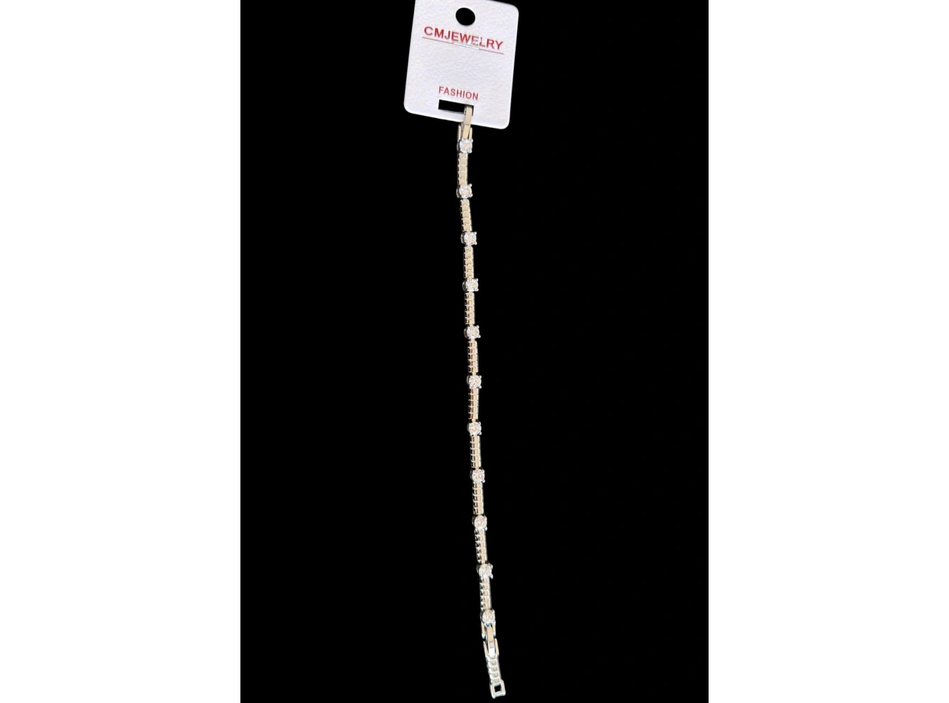 Gümüş Renk 14K Altın Kaplama Taşlı Cm Bileklik