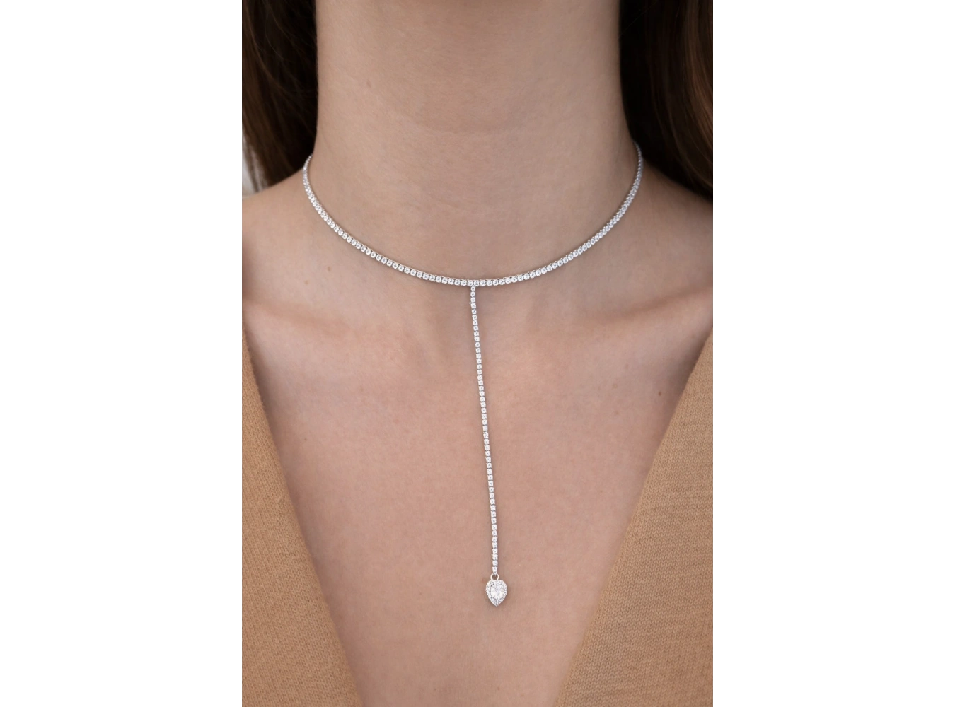 Gümüş Renk 14K Altın Kaplama Vip Choker Kolye