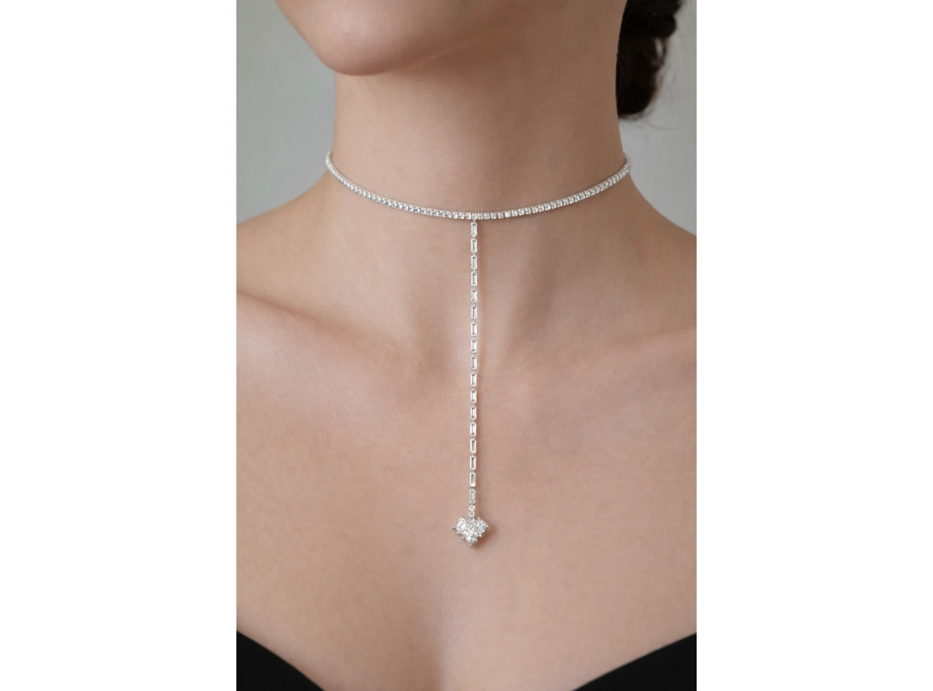 Gümüş Renk 14K Altın Kaplama Vip Choker Kolye