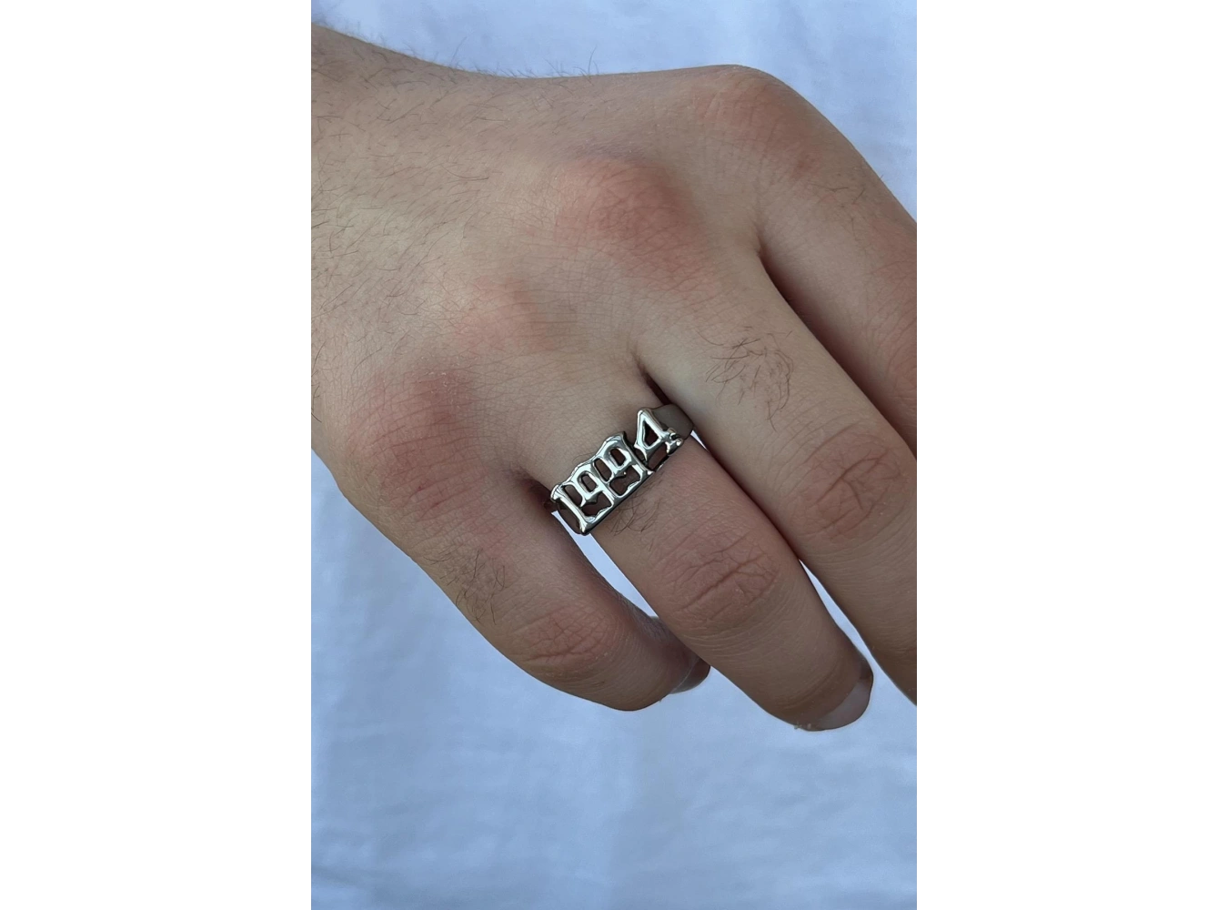 Gümüş Renk 1994 Sayılı Ayarlanabilir Çelik Erkek Yüzük